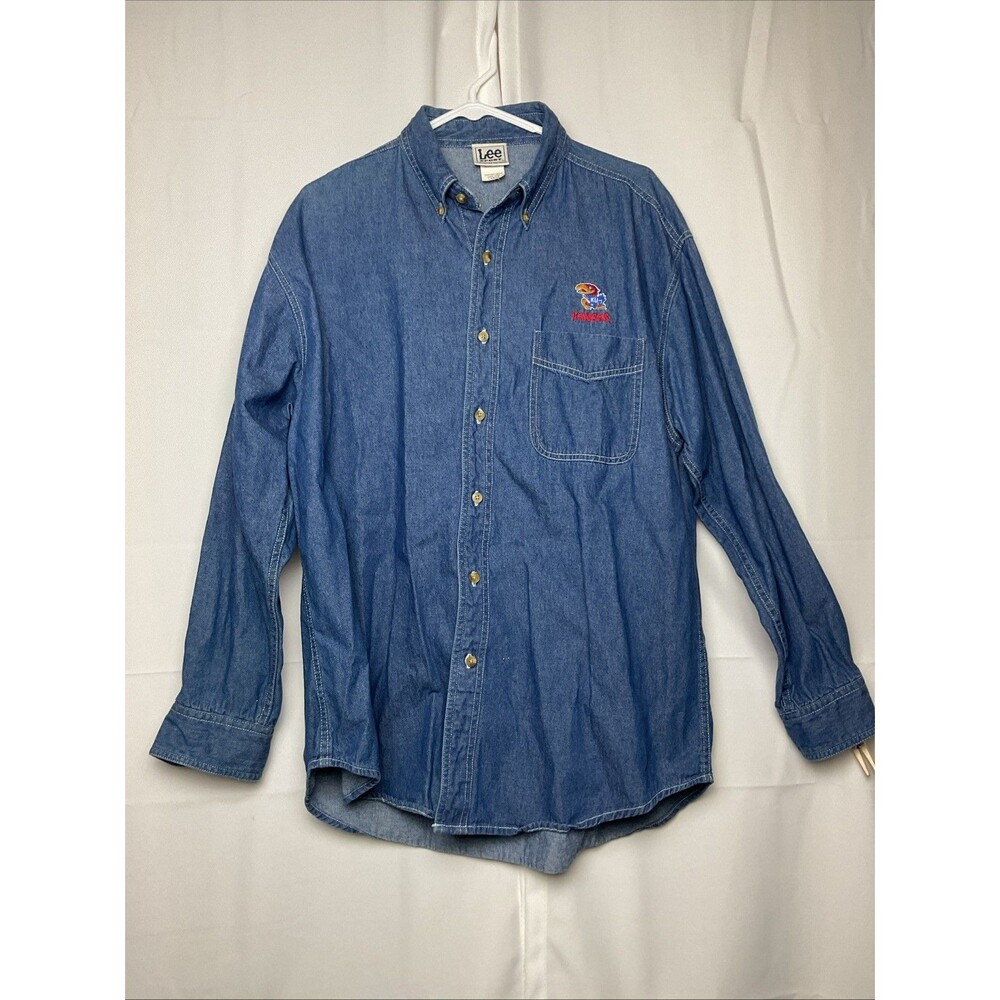 Vintage University Of Kansas Jayhawks KU Lee Sport Button Down Campus Wear Large